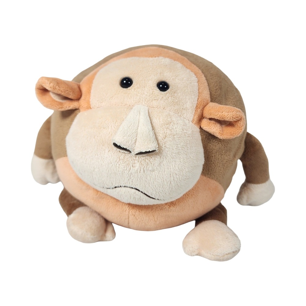 Goofballz Round Monkey Plush Stuffed Animal Brown Tan Spherical 7 Inch Toy